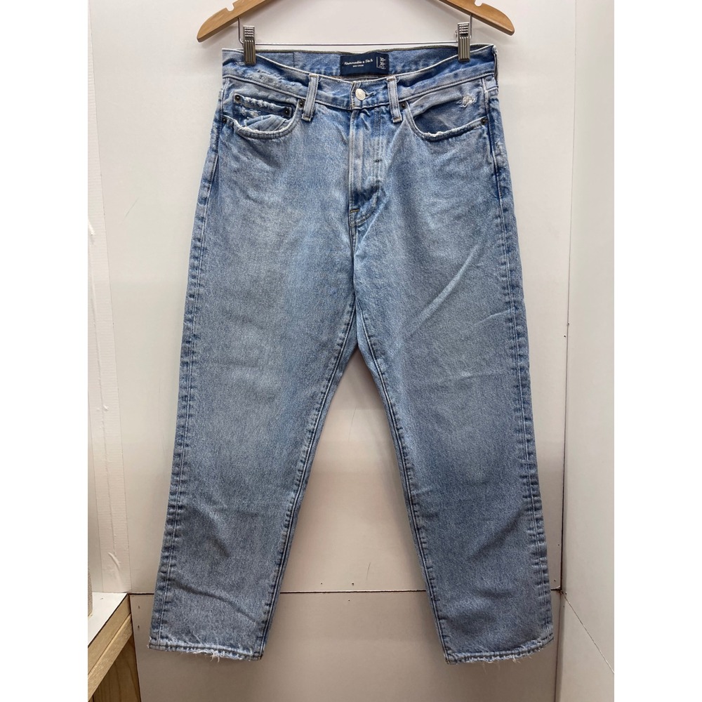 Abercrombie & Fitch 90s Straight Leg Jeans Light Wash Distressed 30x30